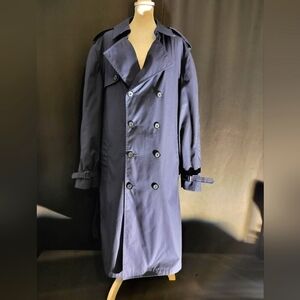 Vintage Made In The USA Navy Blue Rain/Trenchcoat (Size 44L)